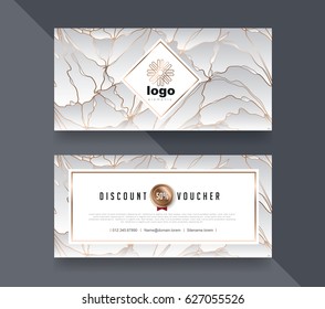 Gift voucher template with luxury pattern.Vector illustration