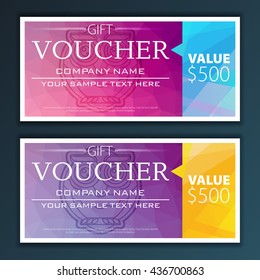 Gift voucher template with modern flat pattern and owl.