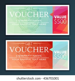 Gift voucher template with modern flat pattern and owl.