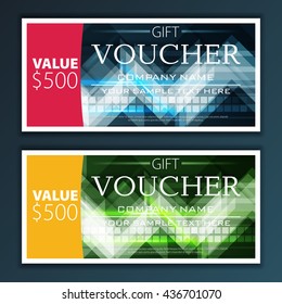 Gift voucher template with modern flat pattern