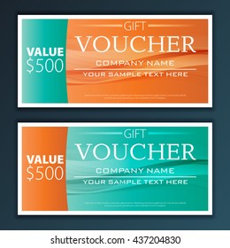 Gift voucher template with modern flat pattern