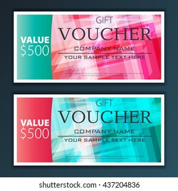 Gift voucher template with modern flat pattern