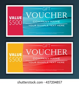 Gift voucher template with modern flat pattern