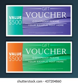 Gift voucher template with modern flat pattern