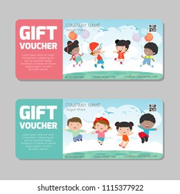 Gift voucher template and modern pattern. kids concept. Voucher template with premium pattern, gift Voucher template with colorful pattern. bright concept. Vector illustration