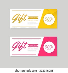 Gift voucher template with modern pattern. vector illustration.