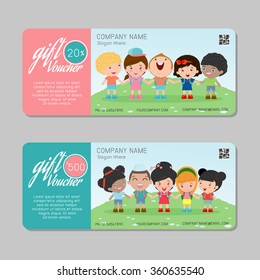 Gift voucher template and modern pattern. kids concept. Voucher template with premium pattern, gift Voucher template with colorful pattern. bright concept. Vector illustration