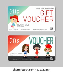 Gift voucher template and modern pattern. Vector illustration