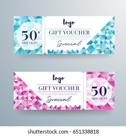 Gift voucher template with modern pattern,certificate.Background design coupon, invitation, currency. Vector illustration.