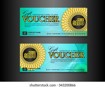 Gift voucher template on blue background, blue Gift voucher template, Gift certificate, Coupon template, printing design