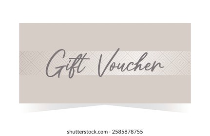 Gift voucher template in pastel gray colors. Elegant minimal design. Sale, promotion, certificate. Vector illustration for automotive, subscription, art, music