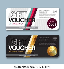 Gift voucher template with premium pattern, cute gift voucher certificate coupon design template, Collection gift certificate business card banner calling card poster, Vector illustration