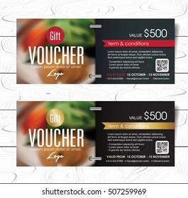 Gift voucher template with premium pattern and place for your business related photos.Restaurant. Vector illustration