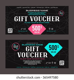 Gift voucher template. Printed on black background