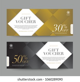 Gift Voucher Template Promotion Sale discount, Gold background, vector illustration