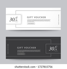 Gift Voucher Template Promotion Sale discount, Minimal black and white background, vector illustration