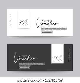 Gift Voucher Template Promotion Sale discount, Minimal black and white background, vector illustration