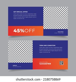 Gift Voucher Template Promotion Sale for Business, Gift Certificate Discount Vector Layout, Creative Coupon Template Design, Simple Voucher Card Vector Illustration