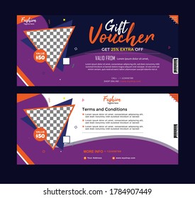 gift voucher template, purple and bright background. Modern style. Vector illustration. - Powered by Shutterstock - Get 15% off with code: PIKWIZARD15
