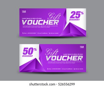 Gift Voucher template, Purple coupon design, discount voucher template, ticket template, polygon background