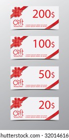 Gift Voucher template red bow (ribbons). can be used for gift co