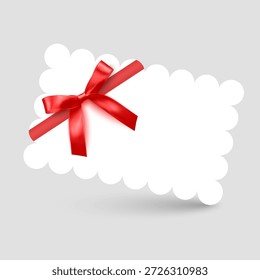 Gift voucher template with Red realistic ribbon. Vector illustration. Design for invitation, certificate, gift coupon, ticket or voucher