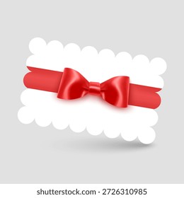 Gift voucher template with Red realistic ribbon. Vector illustration. Design for invitation, certificate, gift coupon, ticket or voucher