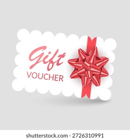 Modelo de comprovante de presente com faixa de opções realista vermelha. Ilustração vetorial. Design para convite, certificado, cupom de presente, bilhete ou voucher