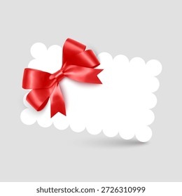 Plantilla de cupón de regalo con cinta realista roja. Ilustración vectorial. Diseño para invitación, certificado, Cupón de regalo, boleto o vale