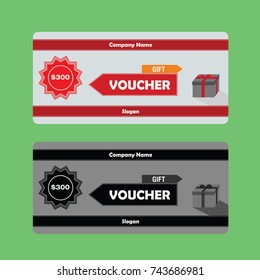 Gift Voucher template with Red theme usable for gift coupon, voucher, invitation, certificate ticket