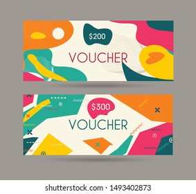 Gift voucher template with retro design, vector.