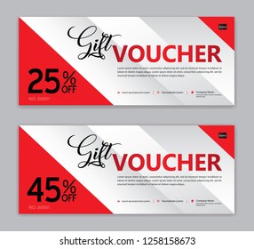 Gift Voucher template, Sale banner, Horizontal  layout, discount cards, headers, website, red background, vector illustration EPS10