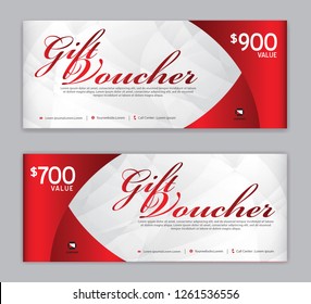 Gift Voucher template, Sale banner, Horizontal  layout, discount cards, headers, website, red background, vector illustration EPS10