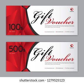 Gift Voucher template, Sale banner, Horizontal  layout, discount cards, headers, website, red background, vector illustration EPS10