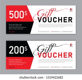 Gift Voucher template, Sale banner, Horizontal  layout, discount cards, headers, website, red background, vector illustration EPS10