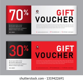 Gift Voucher template, Sale banner, Horizontal  layout, discount cards, headers, website, red background, vector illustration EPS10