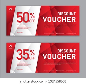 Gift Voucher template, Sale banner, Horizontal  layout, discount cards, headers, website, red background, vector illustration EPS10