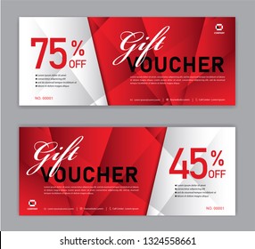 Gift Voucher template, Sale banner, Horizontal  layout, discount cards, headers, website, red background, vector illustration EPS10