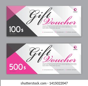 Gift Voucher template, Sale banner, coupon design,ticket, Horizontal  layout, discount cards, headers, website, Pink background, vector illustration EPS10
