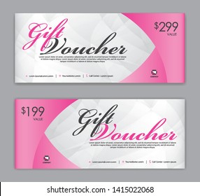 Gift Voucher template, Sale banner, coupon design, ticket, Horizontal  layout, discount cards, headers, website, Pink background, vector illustration EPS10
