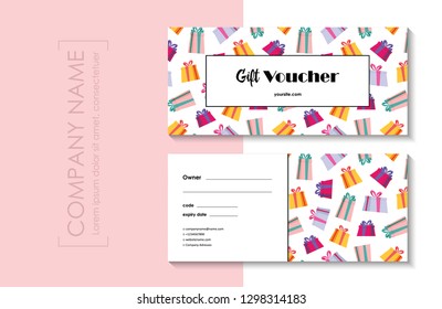 Gift voucher template set. Abstract colorful background. Vector illustration