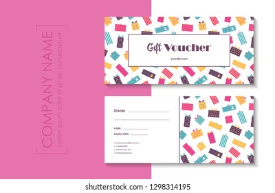 Gift voucher template set. Abstract colorful background. Vector illustration
