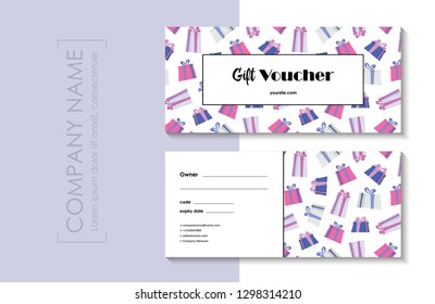 Gift voucher template set. Abstract colorful background. Vector illustration