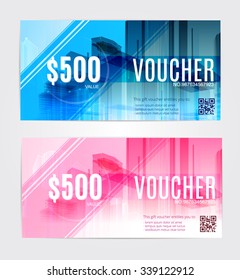 Gift voucher template set with clean and modern pattern. Vector illustration