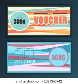 Gift voucher template set in flat style vector