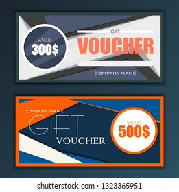 Gift voucher template set in flat style vector