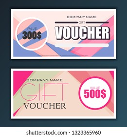 Gift voucher template set in flat style vector