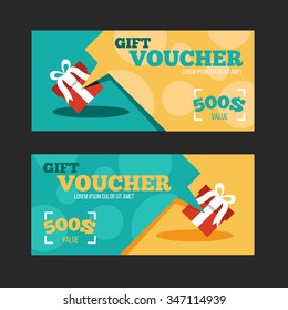 Gift voucher template set with offer.