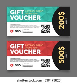 Gift voucher template, set of two cards with place for your text, vector graphic design