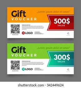 Gift voucher template, set of two cards with place for your text, vector graphic design